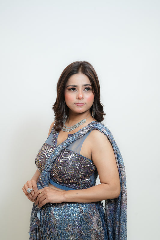 Sequenced drape saree