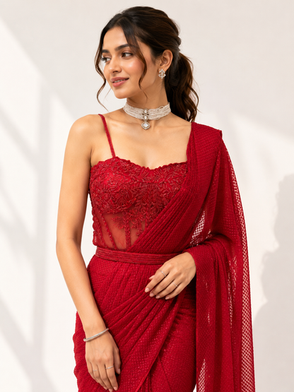Scarlet Veil Drape Saree