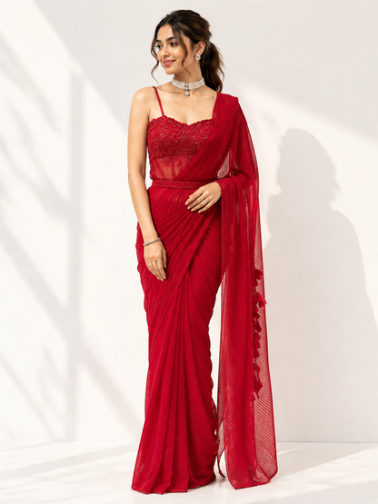 Scarlet Veil Drape Saree