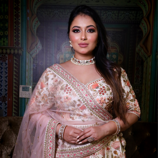 Ivory Flower Garden Bridal Lehenga
