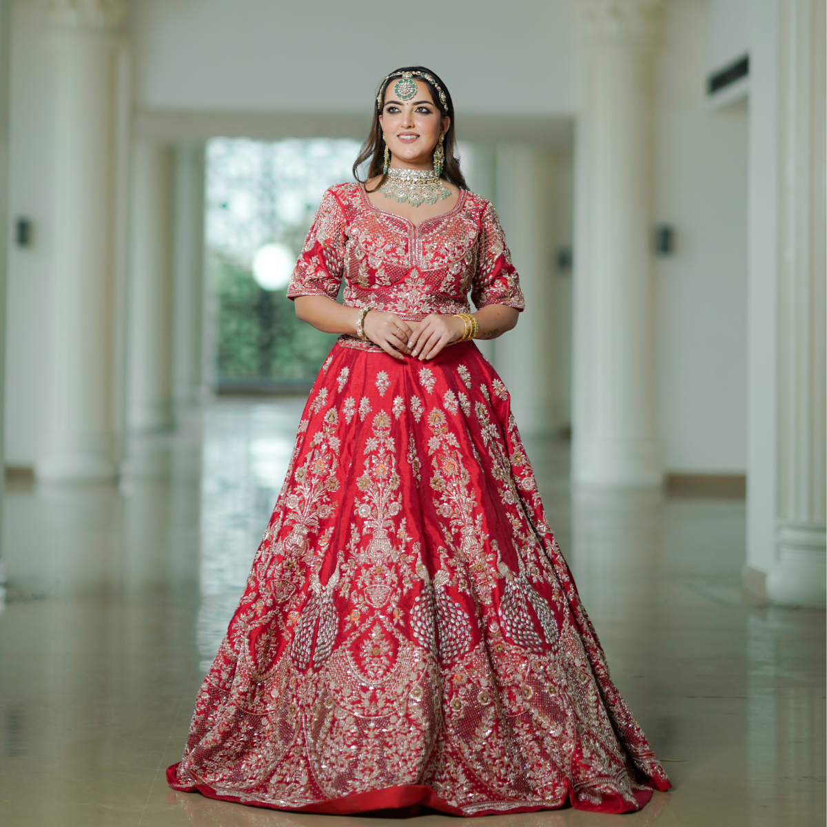 Beautiful Red Bridal Lehenga with Intricate Work