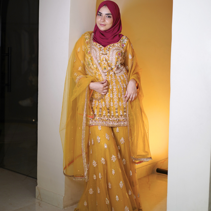 Yellow Hand Embellished Garara Suit