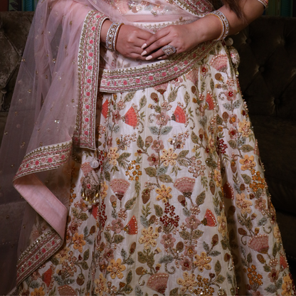 Ivory Flower Garden Bridal Lehenga