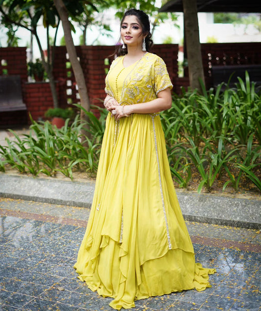 Lime Luxe Layered Anarkali