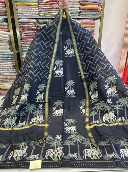 Cotton Unstitched Suit with Printed Cotton Dupatta