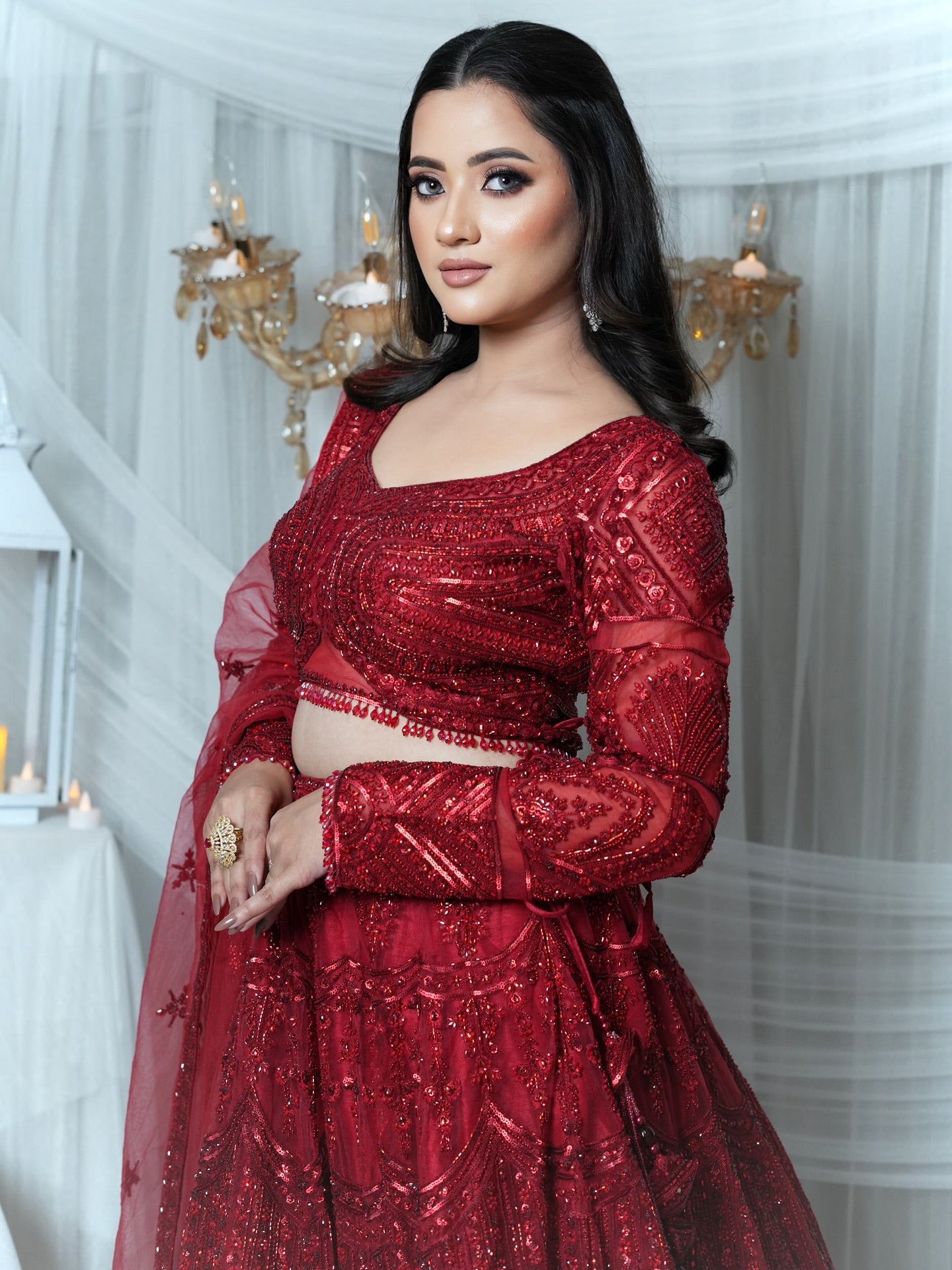 Crimson Red Embellished Lehenga
