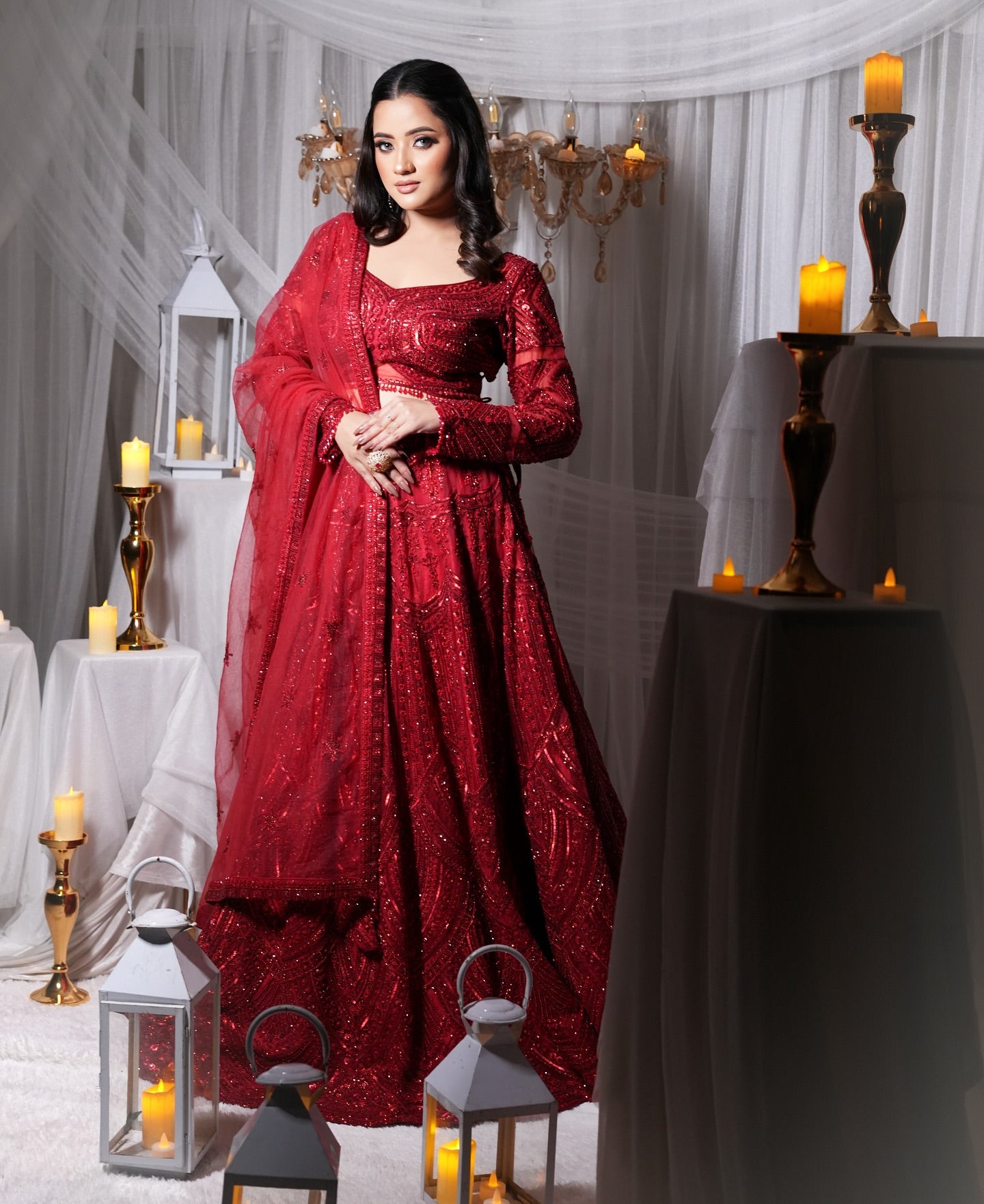 Crimson Red Embellished Lehenga
