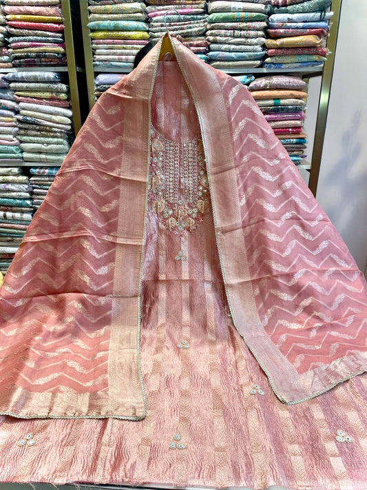 Crush Tissue Suit with Handwork Highlight