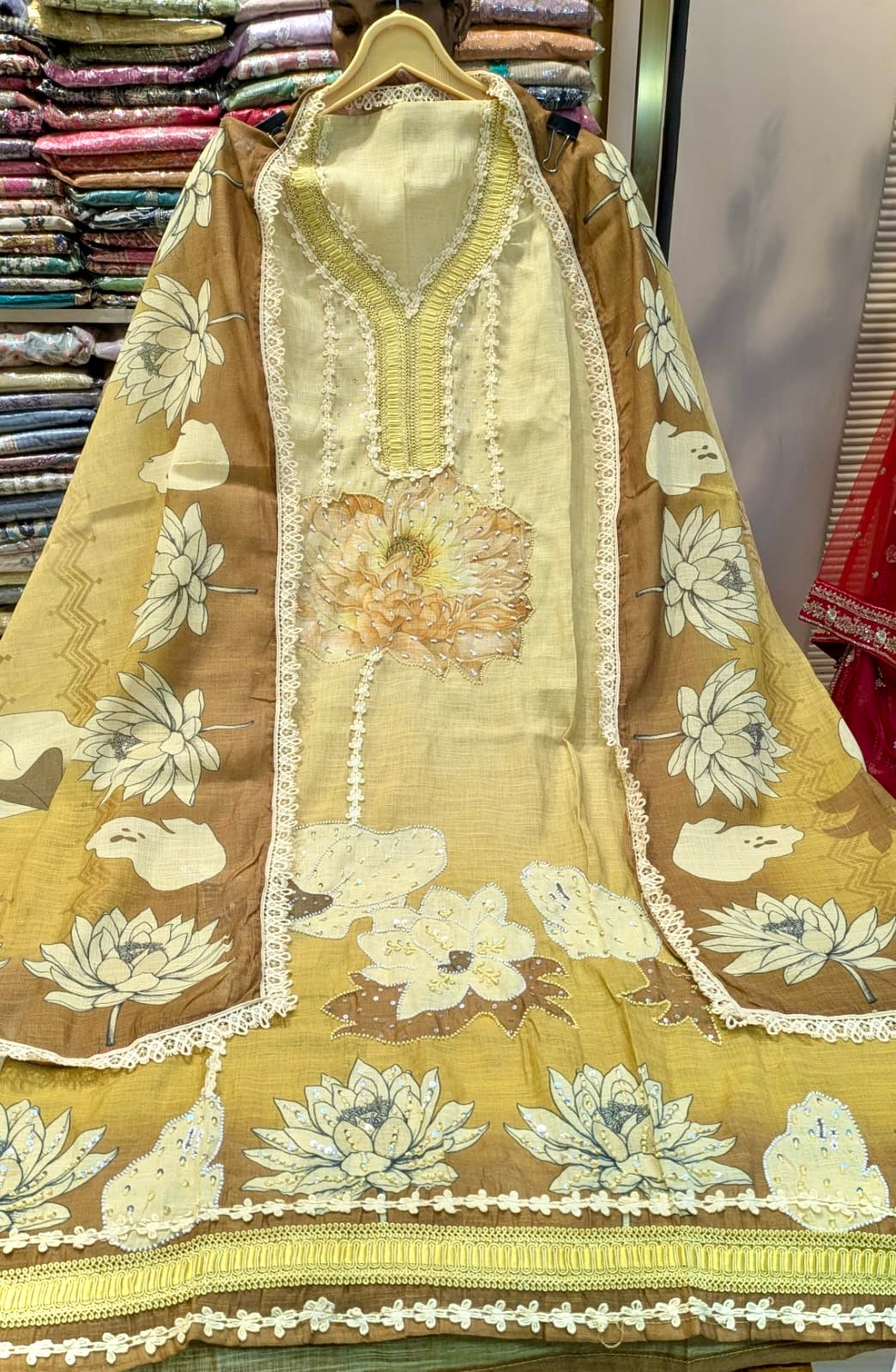 Elegant Pastel Floral Embroidered Lawn Suit with Lace Detailing