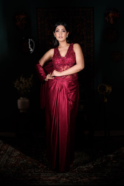 Ruby Royale Hand Embellished Western Dress