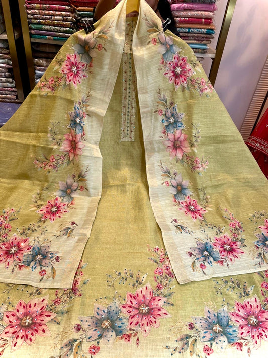 Linen Tissue Floral Summer Suit