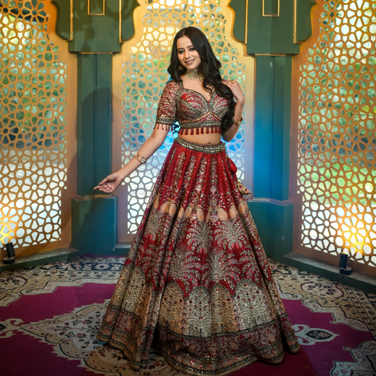 Tropical Red Lehenga