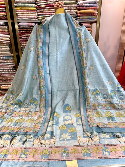 Chanderi Suit with Knot Work