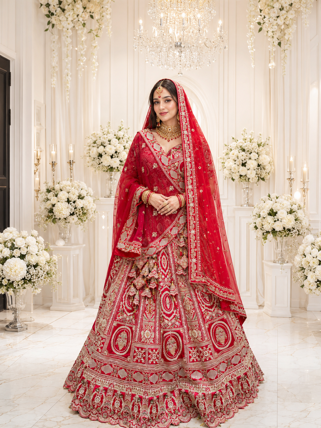 Red Raw Silk Bridal Lehenga
Zari Dabka Work Bridal Lehenga
Heavy Embroidered Wedding Lehenga
Designer Bridal Lehenga with Two Dupattas
Katdana Sequins Bridal Lehenga India
