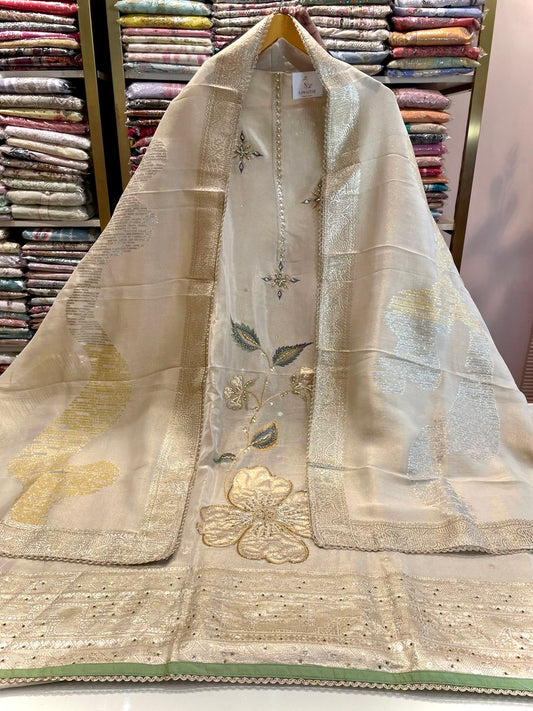Premium Tissue Suit with Handwork Highlight