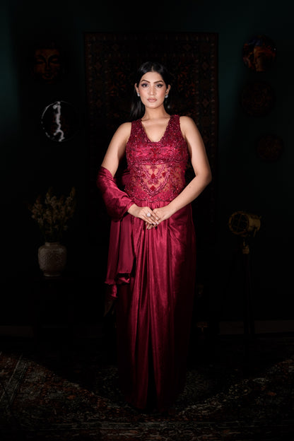 Ruby Royale Hand Embellished Western Dress
