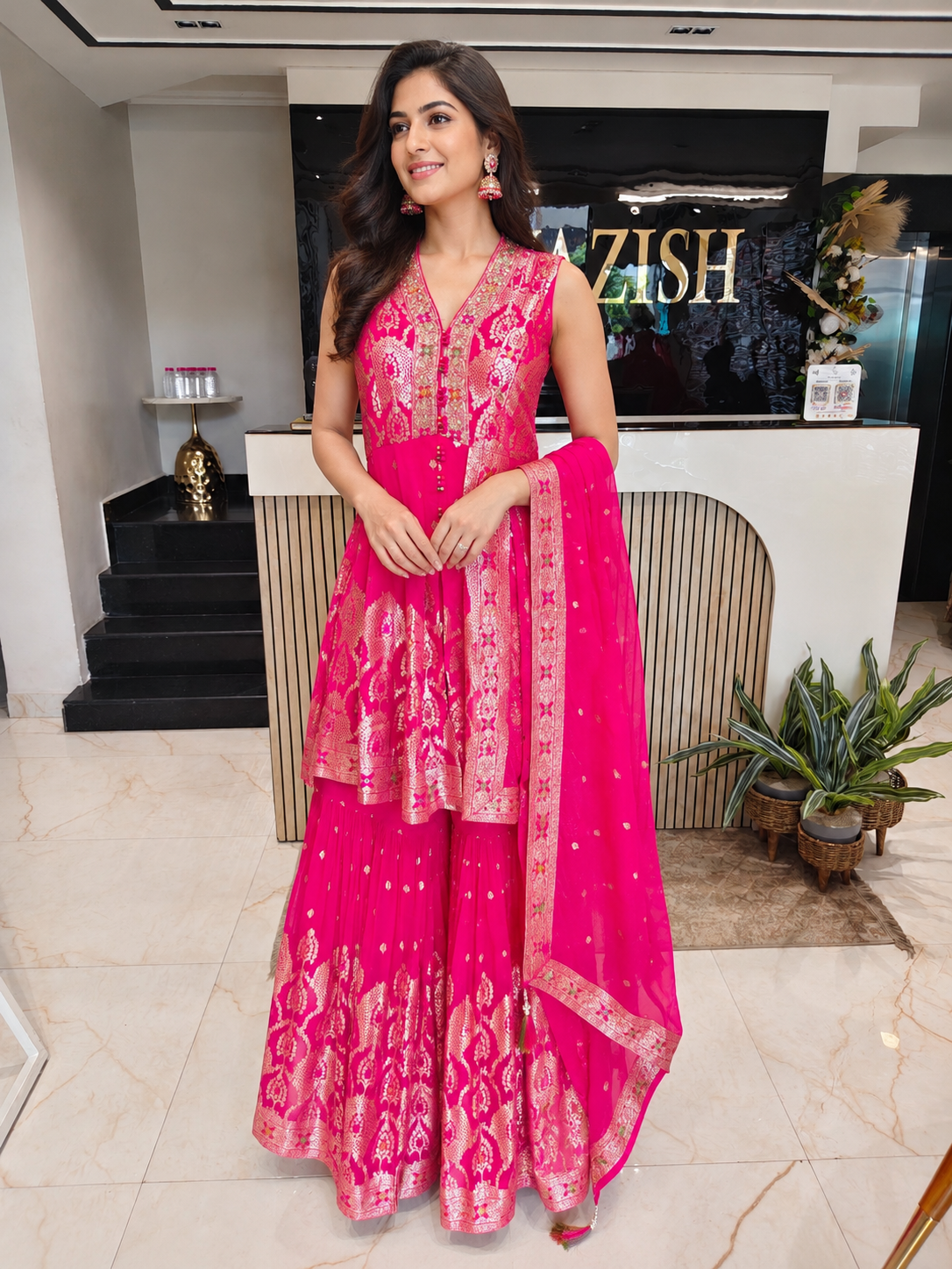Hot Pink Organza Garara Set