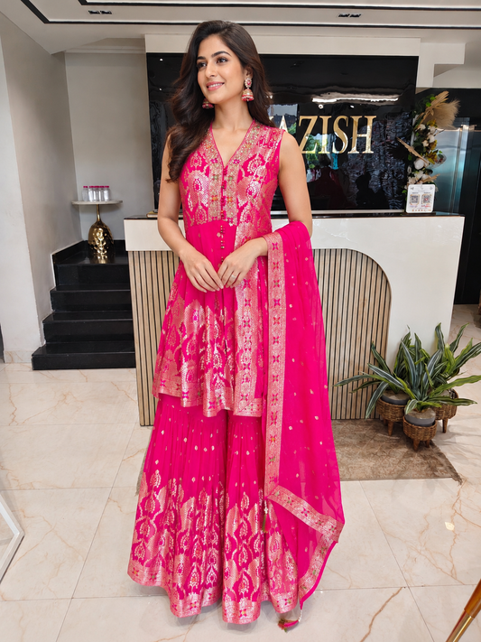 Hot Pink Organza Garara Set