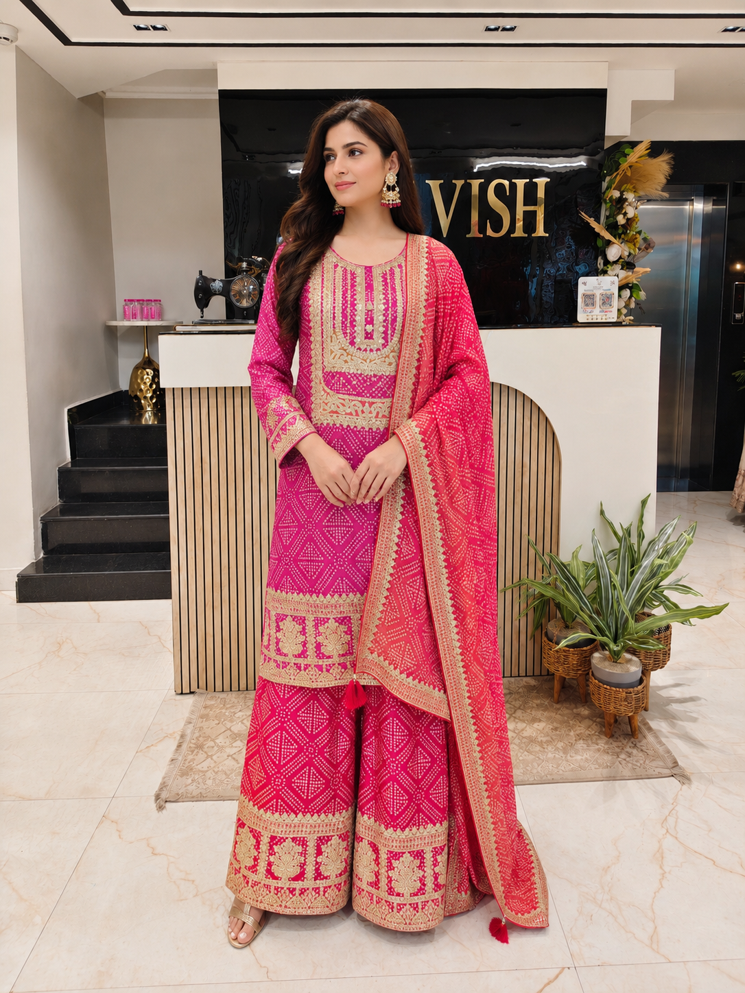 Rani Pink & Orange Chiffon Sharara Set
Designer Sharara Suit
Wedding Wear Sharara
Festive Party Wear Ethnic Set
Chiffon Designer Suit