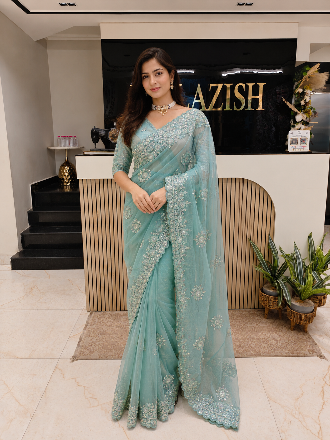 Green Net Saree
Resham Dori Work Saree
Zari Stone Work Saree
Designer Party Wear Saree
Wedding Wear Net Saree