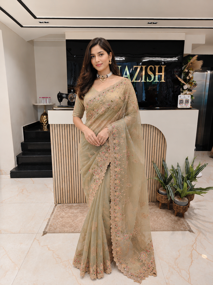 Pista Green Tissue Saree
Designer Tissue Saree
Resham Zari Work Saree
Wedding Wear Saree
Festive Party Wear Saree