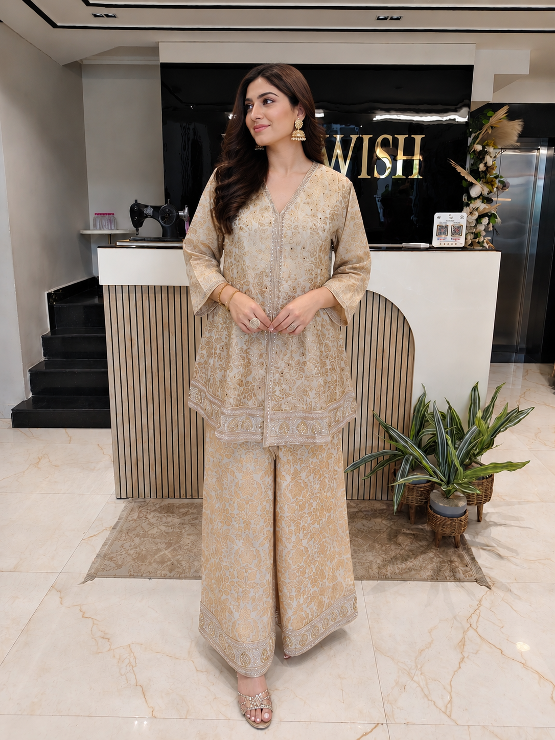 Cream Brocade Kurta Palazzo Set
Designer Brocade Kurta Set
Wedding Wear Kurta Palazzo
Festive Party Wear Ethnic Set
Mirror Work Kurta Palazzo Set