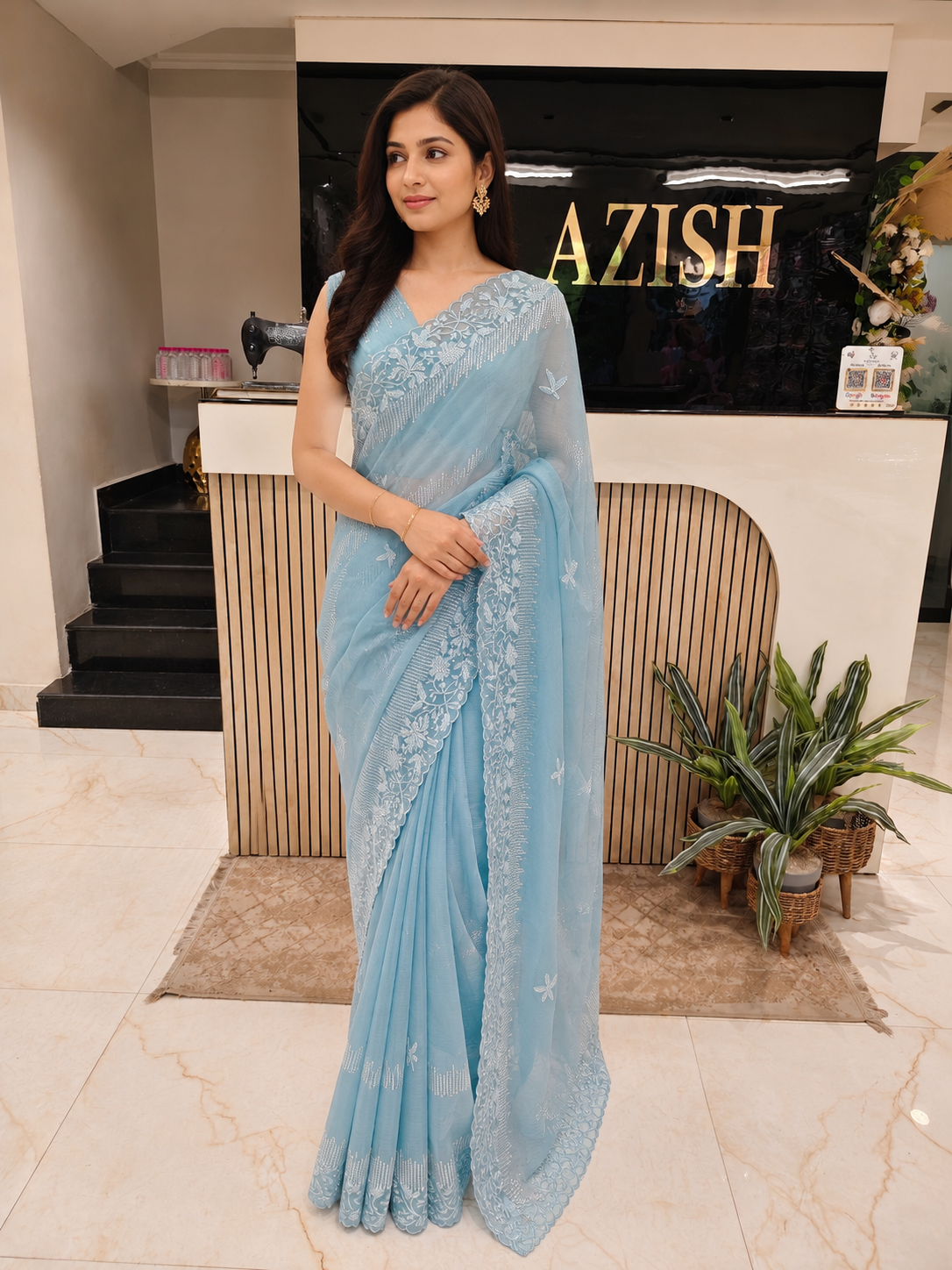 Sky Blue Chiffon Saree
Resham Work Saree
Stone Work Saree
Designer Party Wear Saree
Festive Wear Saree
