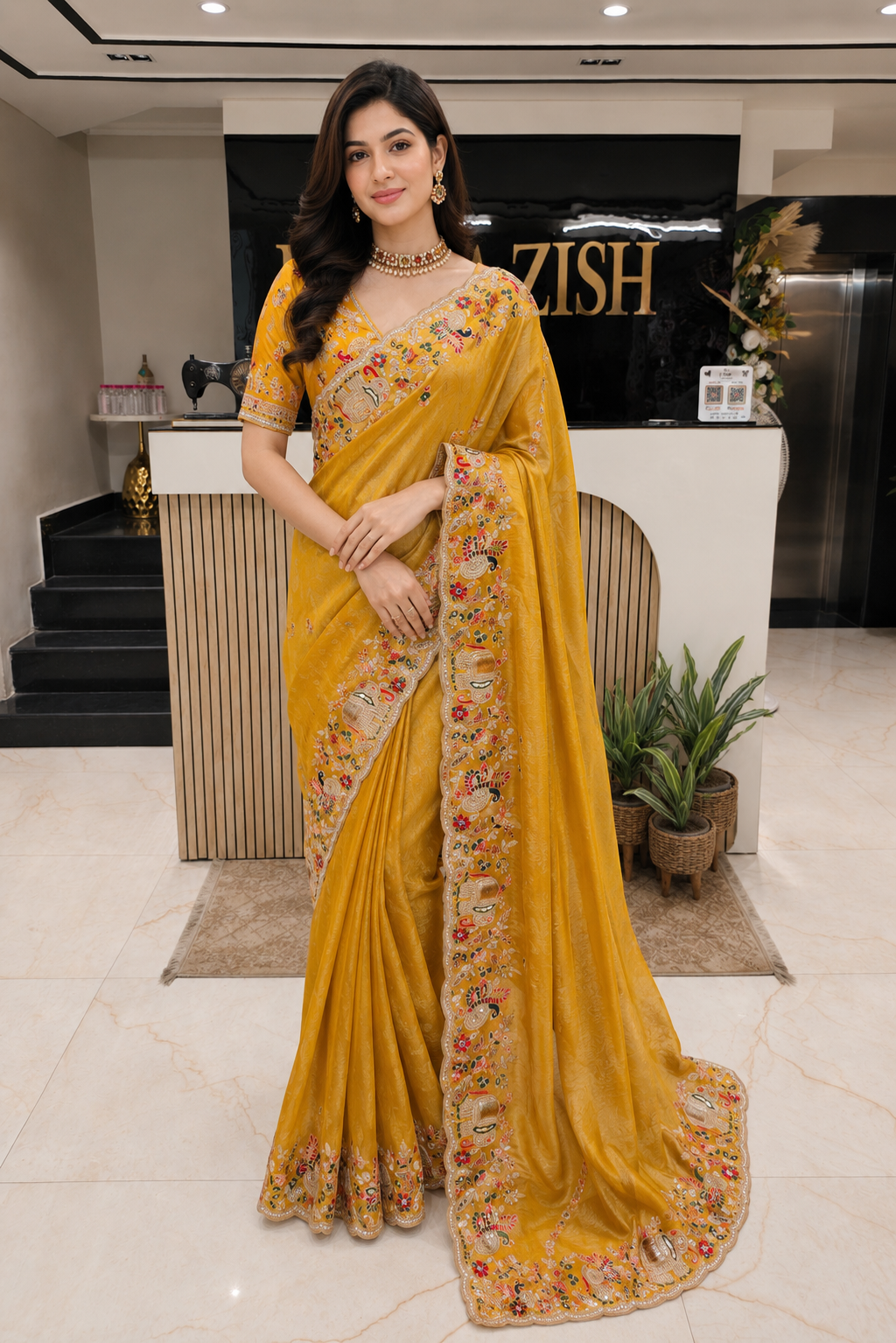 • Mustard Tissue Saree
• Birds Motif Designer Saree
• Luxury Wedding Saree India
• Resham Zari Work Saree
• Sequins Stone Work Saree