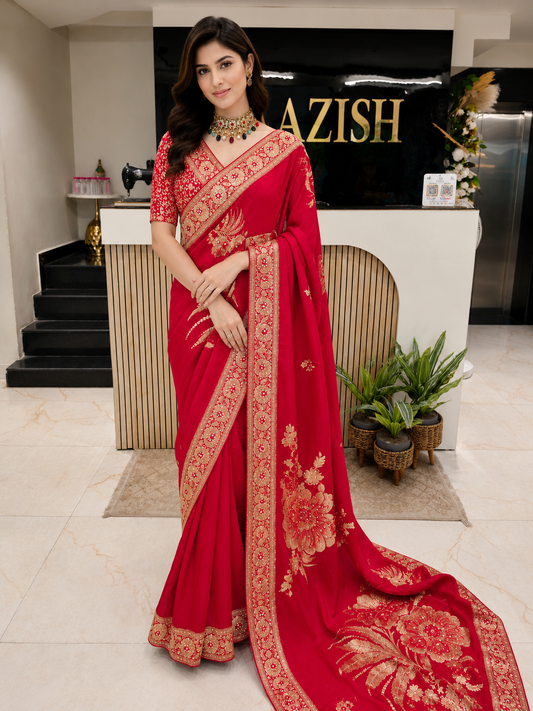 • Maroon Dola Silk Saree
• Designer Wedding Saree India
• Kutdana Work Saree
• Sequins Work Saree
• Luxury Festive Saree