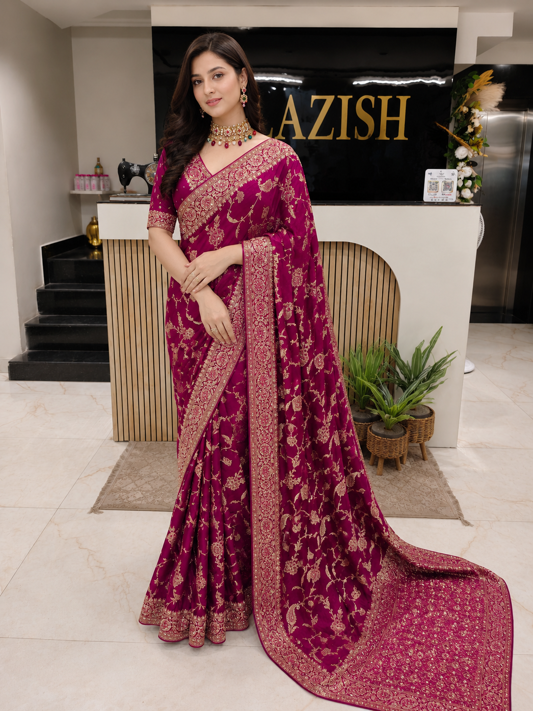 Wine Satin Crepe Saree
Designer Wedding Saree India
Kutdana Work Saree
Luxury Party Wear Saree
Satin Saree Collection Lucknow