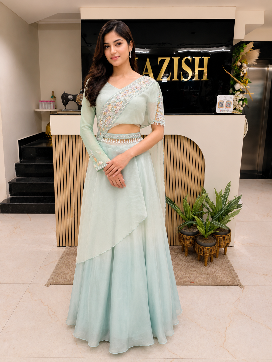 Sky Blue Indo Western Dress
Designer Cape Style Palazzo Set
Chinon Indo Western Outfit for Wedding
Luxury Indo Western for Women
Contemporary Festive Wear India