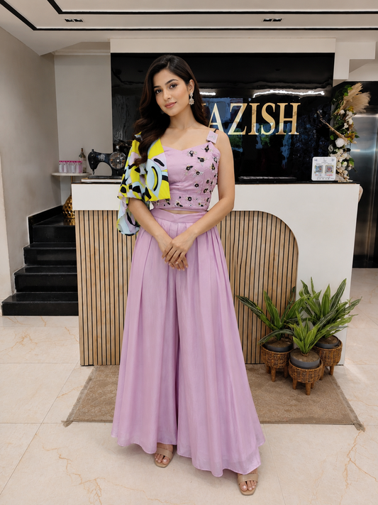 Lavender Handworked Indo-Western Palazzo Set