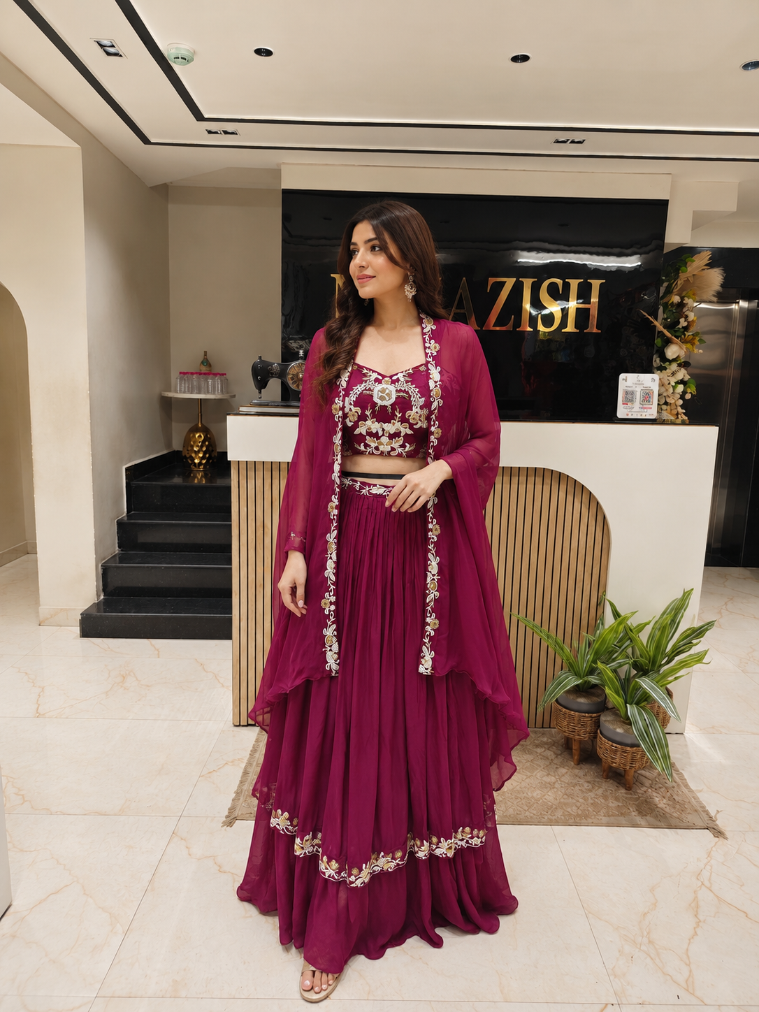 Wine Indo Western Palazzo Set
Designer Palazzo Set for Wedding Functions
Handworked Organza Indo Western Outfit
Luxury Fusion Wear for Women
Kutdana Resham Work Palazzo Set