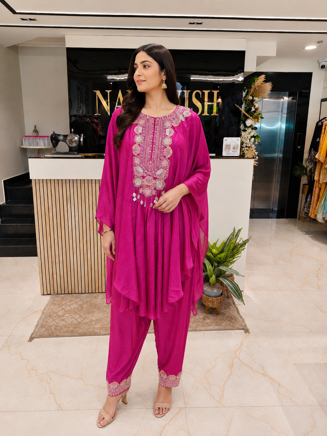 Wine Kaftan Set
Farshi Salwar Indo Western
Zari Stone Work Outfit
Designer Festive Fusion Wear
Luxury Party Wear for Women
