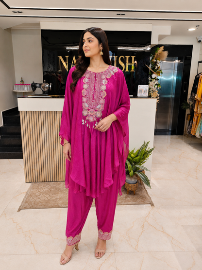 Wine Kaftan Set
Farshi Salwar Indo Western
Zari Stone Work Outfit
Designer Festive Fusion Wear
Luxury Party Wear for Women