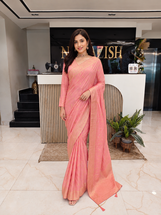 Baby Pink Dola Silk Saree
Designer Festive Saree
Luxury Traditional Saree
Elegant Wedding Wear Saree
Soft Pastel Ethnic Saree
