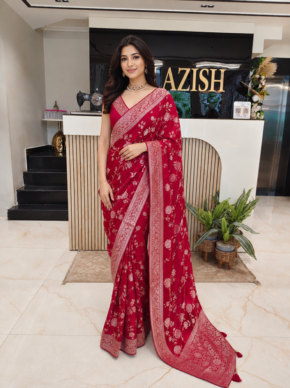 Maroon Satin Saree
Silver Work Designer Saree
Luxury Party Wear Saree
Elegant Wedding Saree
Satin Festive Saree for Women
