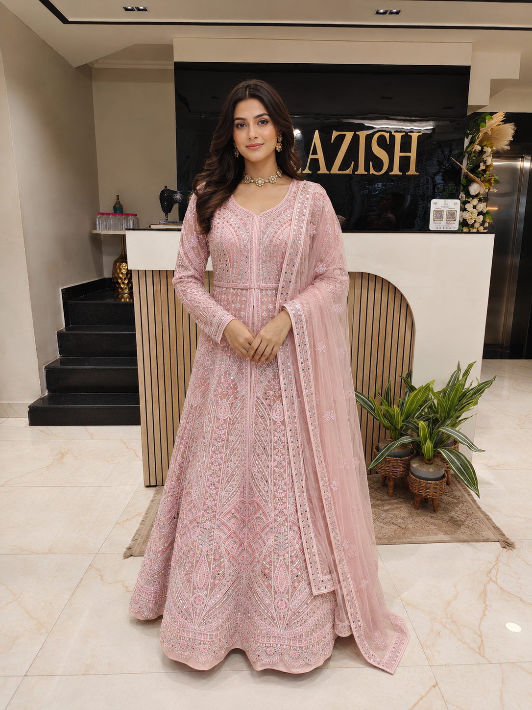 Baby Pink Designer Anarkali
Mirror Work Net Anarkali Suit
Kutdana Sequins Resham Anarkali
Luxury Wedding Wear for Women
Festive Anarkali with Handwork India