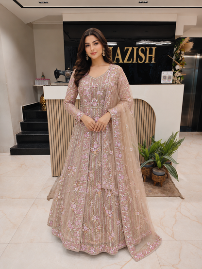 Mouse Grey Multicolour Sequin Anarkali