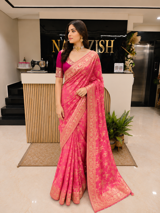 Onion Pink Dola Silk Saree
Designer Viewing Work Saree
Luxury Festive Saree for Women
Elegant Wedding Wear Saree
Traditional Dola Silk Saree
