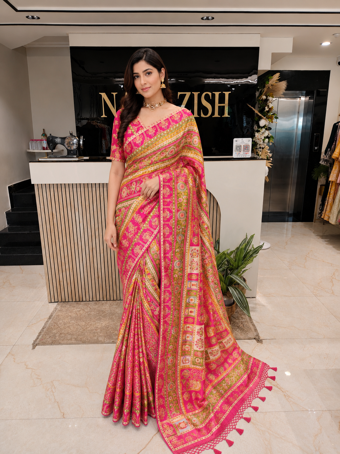 Rani Pink Saree
Modal Crepe Designer Saree
Weaving Saree for Women
Festive Ethnic Saree India
Elegant Wedding Saree Online