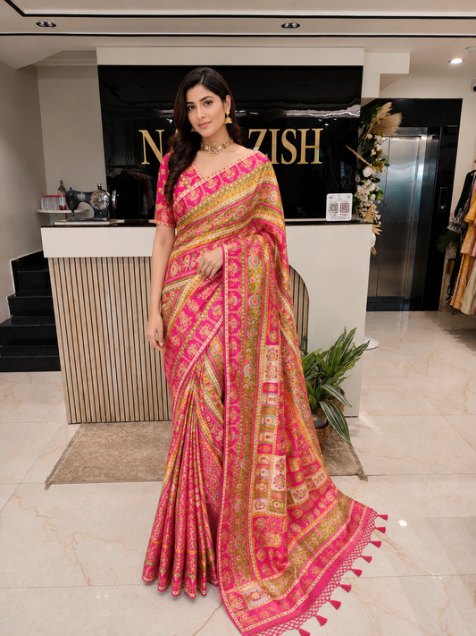 Rani Pink Saree
Modal Crepe Designer Saree
Weaving Saree for Women
Festive Ethnic Saree India
Elegant Wedding Saree Online