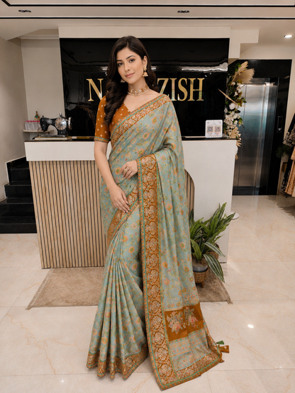 Rust Sea Green Saree
Modal Crepe Designer Saree
Weaving Saree for Women
Festive Ethnic Saree India
Elegant Wedding Saree Online