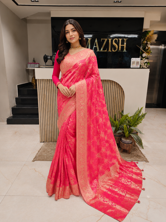 Pink Dola Silk Weaving Saree