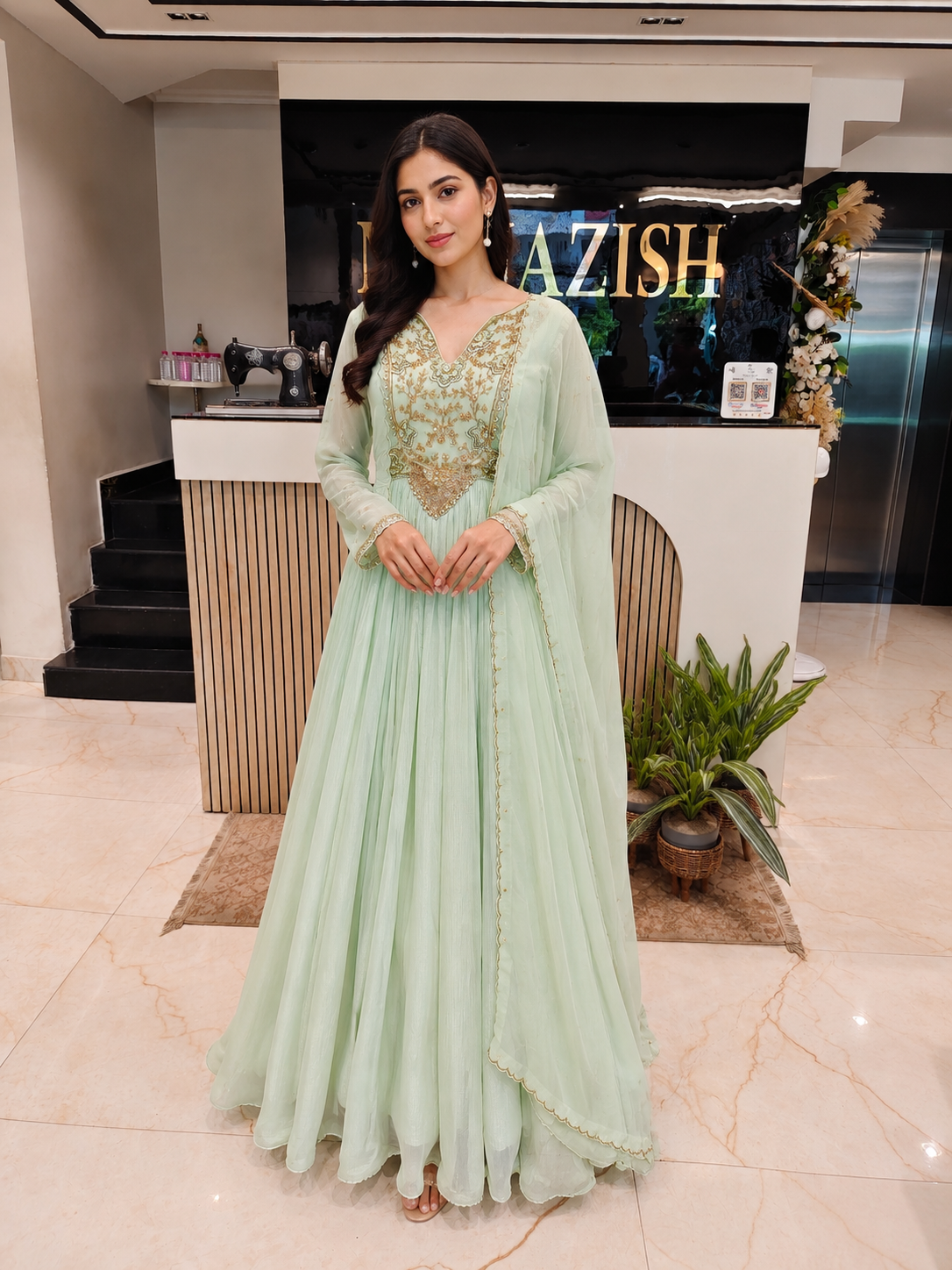 Pista Green Anarkali
Tissue Festive Wear Women
Kutdana Dabka Work Outfit
Designer Wedding Wear India
Luxury Party Wear Dress