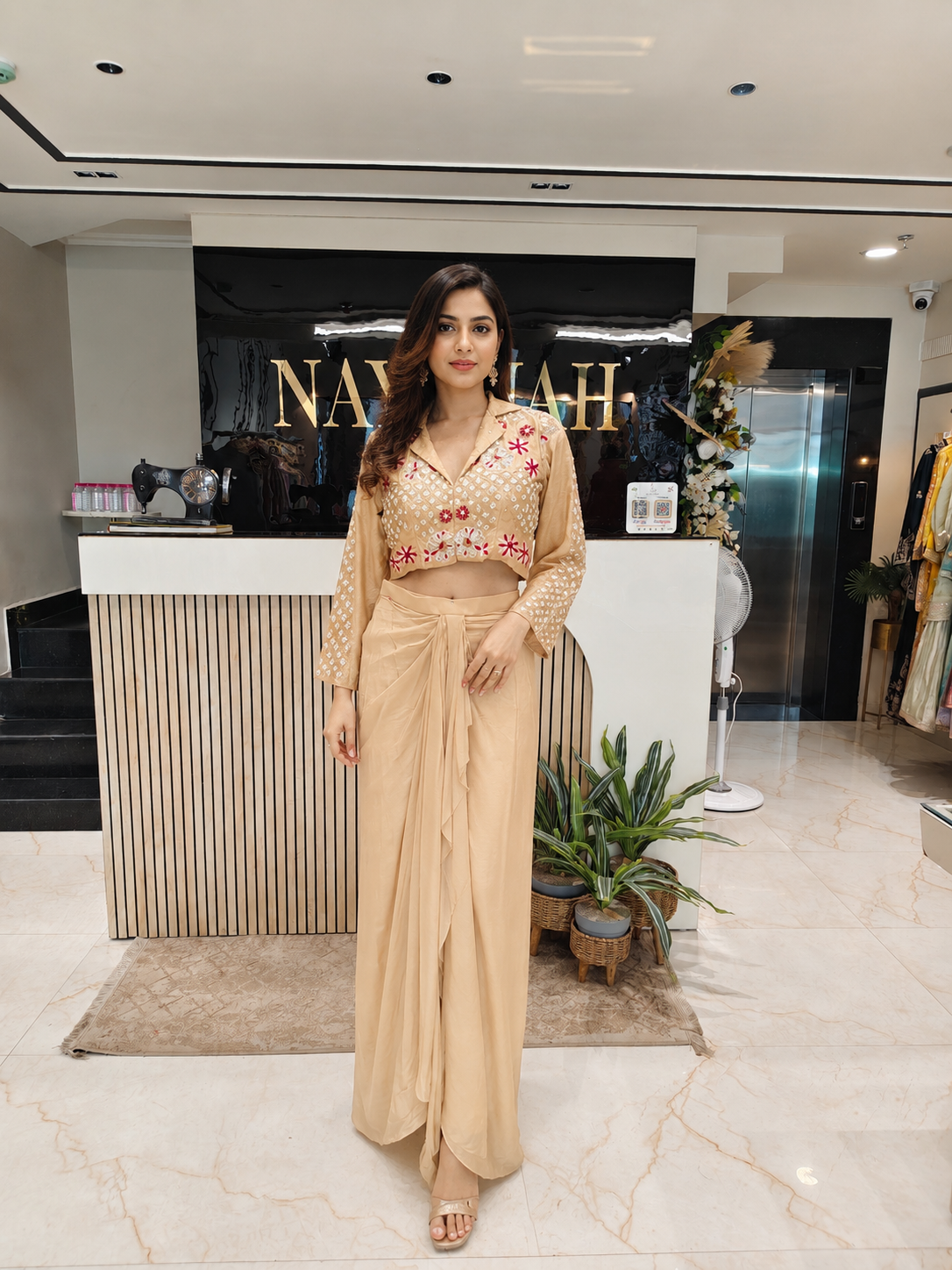 Golden Indo Western Set
Designer Palazzo Set Women
Kutdana Sequins Work Outfit
Contemporary Wedding Wear India
Luxury Fusion Wear Women