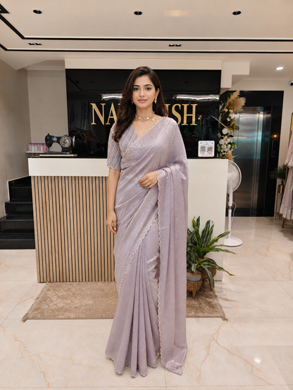 Lavender Tissue Saree
Stone Work Saree Women
Designer Party Wear Saree
Wedding Wear Saree India
Luxury Festive Saree
