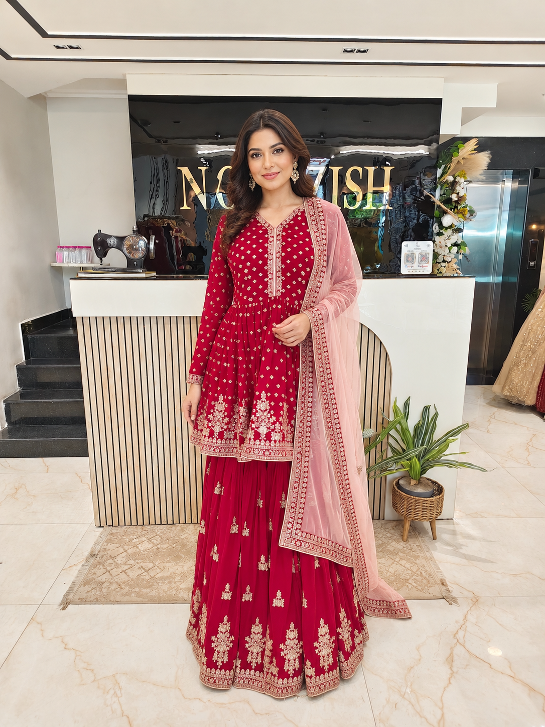 Peach Maroon Anarkali Set
Designer Garara Set Women
Resham Zari Work Outfit
Wedding Wear Anarkali India
Luxury Festive Wear Women