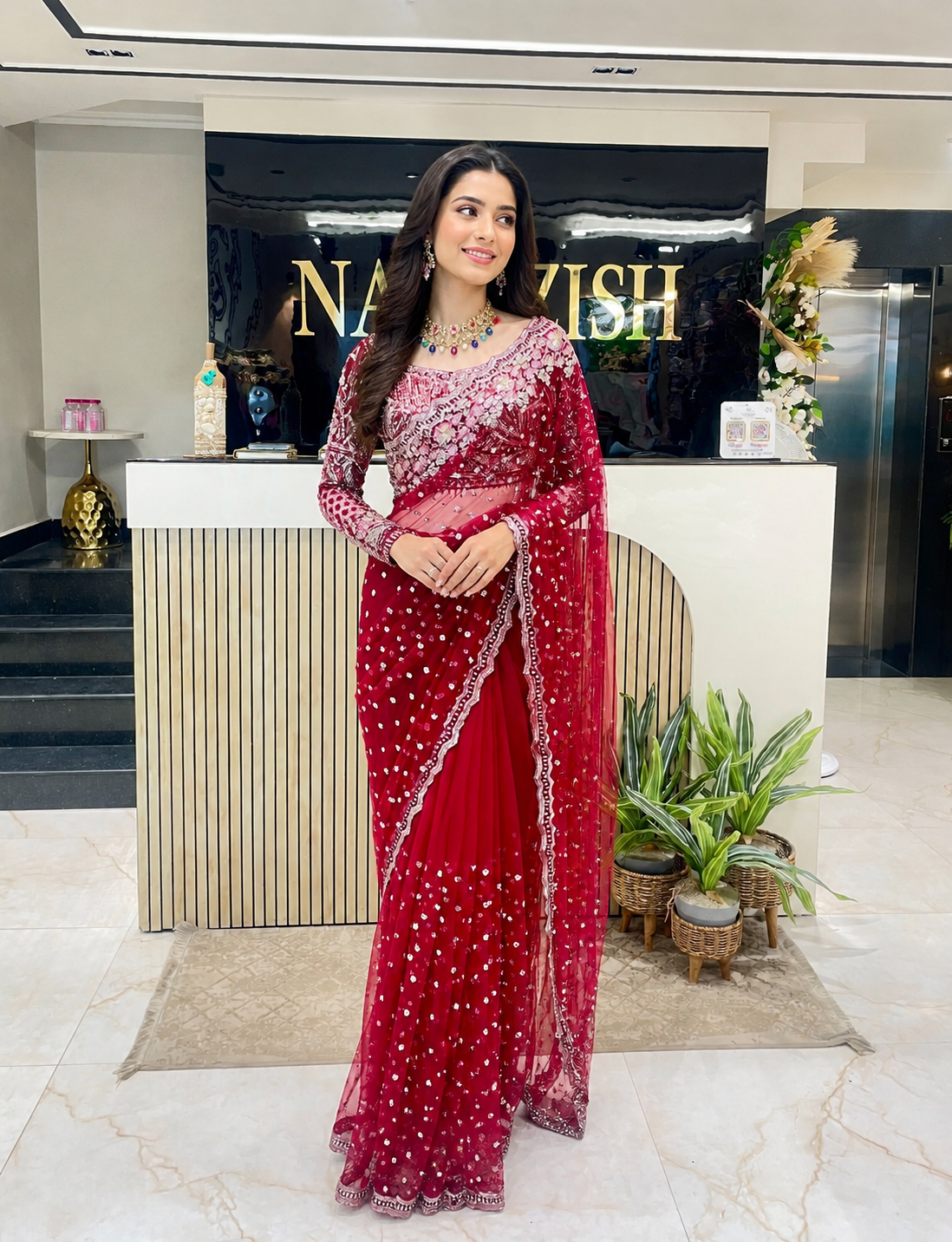 Maroon Net Saree
Sequins Zarkan Work Saree
Designer Party Wear Saree
Wedding Wear Net Saree
Heavy Embroidery Saree India