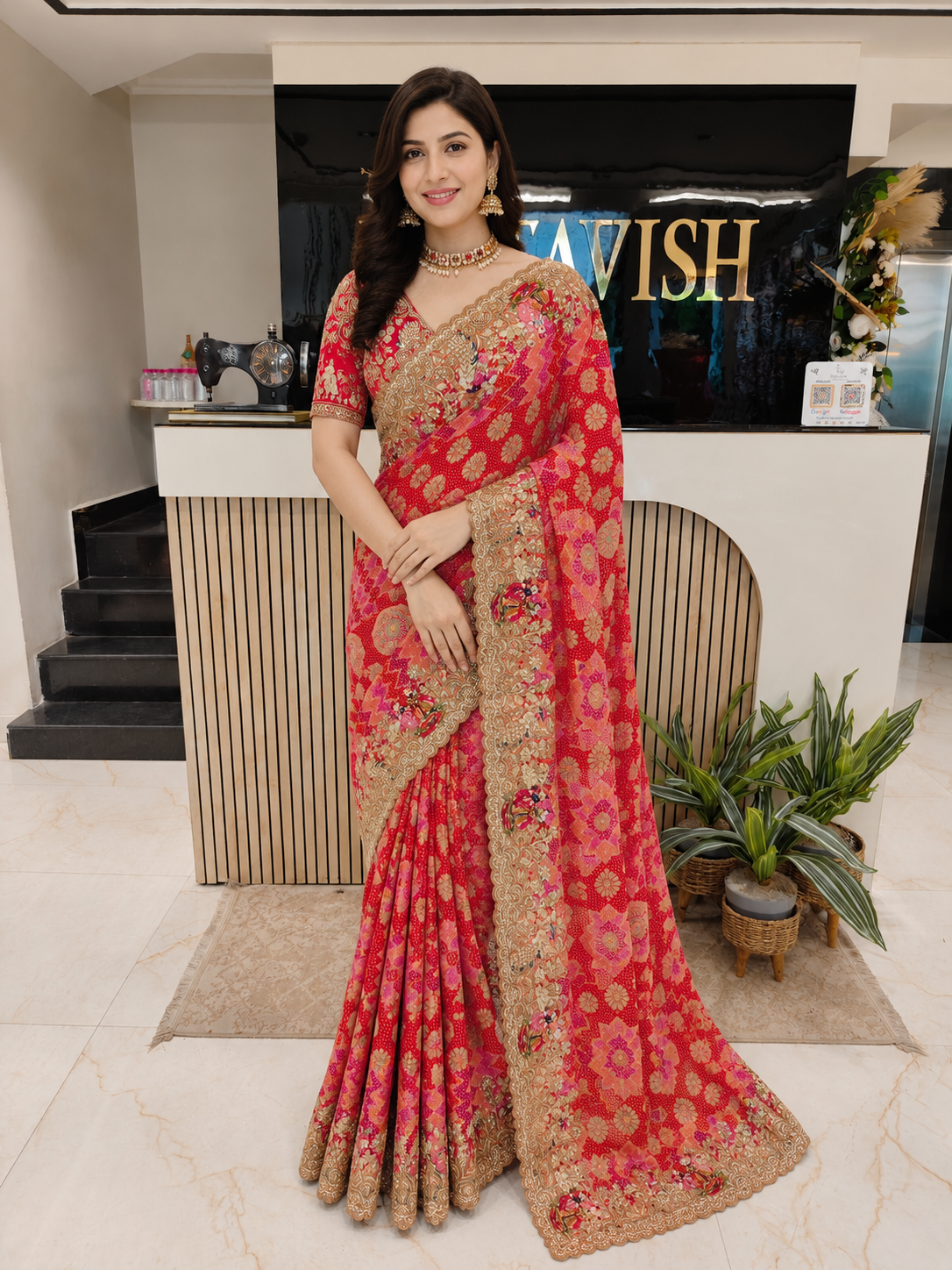 Red Designer Georget Saree
• Handloom Work Saree India
• Birds Motif Saree
• Luxury Wedding Saree Lucknow
• Sequins Kutdana Zari Saree